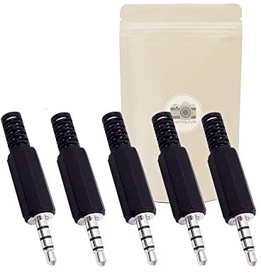 Adaptout 5X Prise male mini jack 3,5 mm TRRS a souder audio micro commande