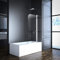 Goezes 100x140cm Duschwand für Badewanne, Duschabtrennung Schwenktür mit festem Segment 6mm Nano Easy Clean Glas Duschtrennwand Badewannenfaltwand Badewannenaufsatz
