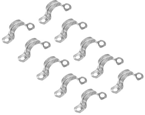 sourcing map Rigid Pipe Strap, 24pcs 5/8 Inch (16mm) Two Hole Strap U Bracket Zinc Plated Steel Tension Tube Clip Clamp for Pipe Fixing