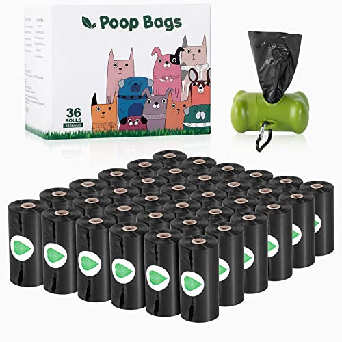 Nestling® Biodegradable Thicker Dog Poop Bags with Dispenser 540 Dog Waste Bags Thick Strong Made from Corn Starch Plants Based (Black)