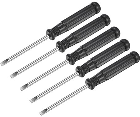 sourcing map Mini Fendue Tournevis, 3.0mm Plat Tête avec Noir Poignée pour Petit Appareils électroménagers, 5 Pcs