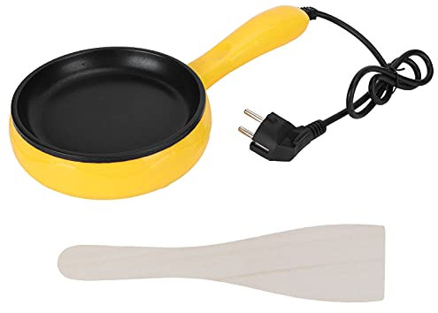 Hztyyier Mini-Griddle Antihaft Bratpfanne mit Holzspatel für Steaks und Spiegeleier, Gelb, Modern, ABS, EU Plug 220V, 350W