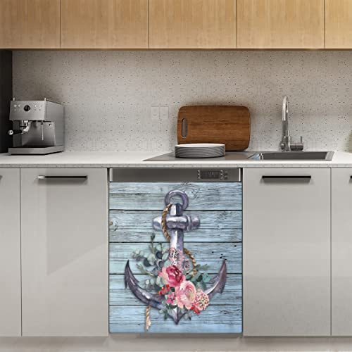 Farm Sonnenblume Anker Geschirrspüler Magnetabdeckung Magnetische Dekorplatte Magnet Stiker für Kühlschrank Küche Dekoration Tür Magnetaufkleber 58,4 x 66 cm
