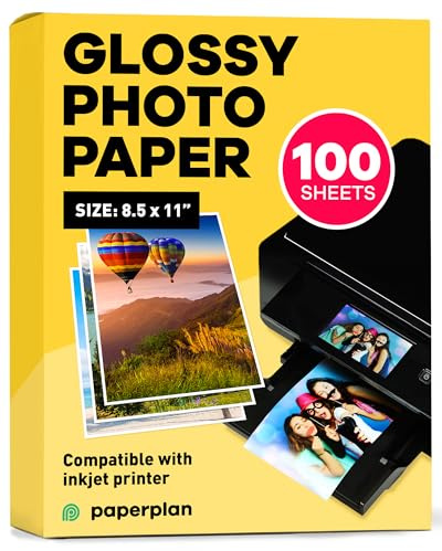 Glossy Photo Paper For Printer 8.5 x 11 - (100 Sheets) - Works with Inkjet Printer, Easy to Use, Premium Picture Paper
