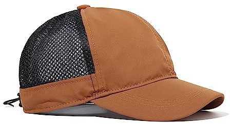 Clakllie Schnelltrocknend Basecap mit Kurzem Schirm Quick Dry Basecap Mesh Running Cap Sommer Atmungsaktive Cap Low Profile Golf Dad Cap Adjustable Trucker Cap,Camel