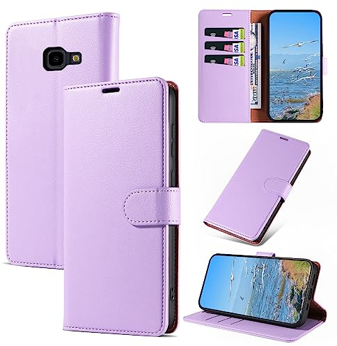 KKEIKO Hülle Kompatibel mit Samsung Galaxy J4 Plus 2018, Magnet Klappbar Handyhülle mit Kartenfach, PU Leder Stoßfest Schutzhülle für Samsung J4 Plus 2018, Violett