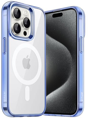 JETech Magnetic Case for iPhone 15 Pro 6.1-Inch Compatible with MagSafe Wireless Charging, Shockproof Phone Bumper Cover, Anti-Scratch Clear Back (Dark Blue)