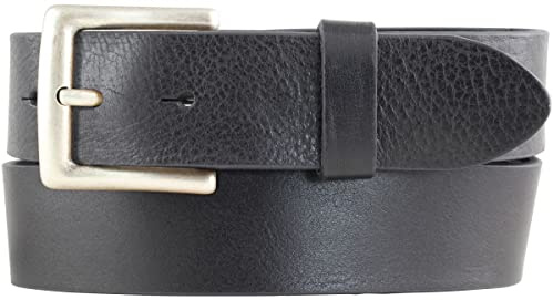 BELTINGER Jeansgürtel aus Vollrindleder mit altsilberner Gürtelschließe 4 cm | Jeans-Gürtel für Damen Herren 40mm | Leder-Gürtel | Schwarz 105cm