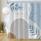 Uiiooazy Rideau Douche Anti Moisissure, Rideau Douche 180x180cm Bleu Boheme Abstrait Rayures Noir Arche Rideaux de Baignoire Tissu Lavable Imperméable Polyester Rideaux Salle de Bain avec 12 Crochets
