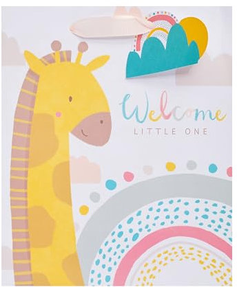 UK Greetings Mittelgroße Geschenktüte für Jungen oder Mädchen – niedliches Giraffen-Design