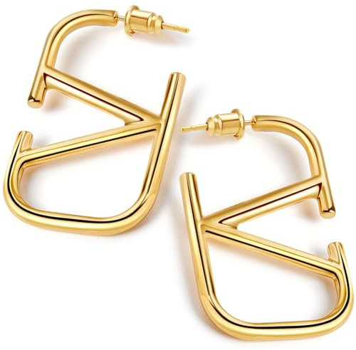 V Ohrringe Goldene Damen, Sterling Silber Hypoallergene Vergoldete, Buchstabe V Geometrische Tropfen Gold Hängend Dupes Schmuck Geschenke für Frauen Valentinstag