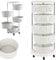 BAKAJI Carro de Cocina frutero con cestas abatibles, Carro portaobjetos Ahorra Espacio con 4 Ruedas giratorias, Estructura de Acero y cestas de plástico, Ideal para Cocina, baño, (5 estantes)