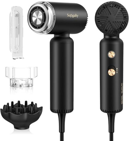 Ion Hair Dryer, 1500 W Professional Hair Dryer for Quick Drying, Hair Dryer with 110,000 rpm Brushless Motor, 200 Million Negative Ion Hair Dryer with Diffuser/Nozzle/Hair Dryer Holder