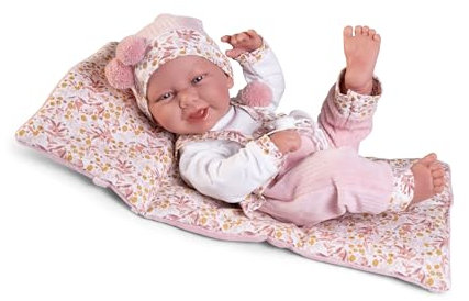Antonio Juan Puppen für Neugeborene, Carla mit Sitz und Wickelunterlage | Sexuiertes Vinyl | Spielbegleiter | Kollektion 2024 | 42 cm - Ref. 50404