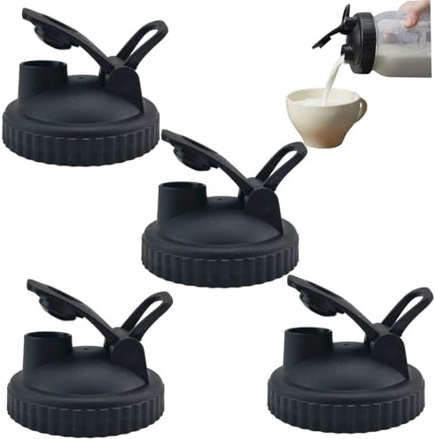 Mason Jar Deckel 4pcs Mason Jar Pour Spout Deckel 3.4 '' Dia..Flip Cap Wide Mason Jar Deckellecks leckeres Plastik Mason Jar Deckel luftdicht zum Gießen, Trink