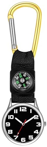 MULAIDI Taschen Karabiner Clip Sport Wanderuhren Rucksack Karabiner Uhren Mit Kompass Leichte Clip On Uhren Kletter Taschenuhr Für Wandern Camping Outdoor Abenteuer