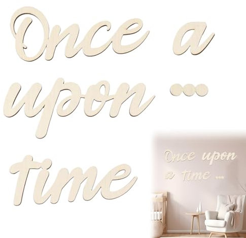 1 Set mit Once Upon a Time Holzschild, Leseecke, Dekoration, Wanddekoration, für Kinderzimmer, Bibliothek, Ecke, Kinderzimmer, Bücherregal, Heimdekoration, DIY-Dekoration