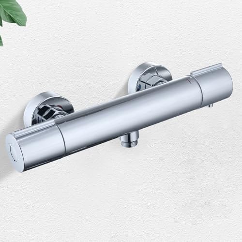HOMELODY Duscharmatur mit Thermostat - Aufputz Mischbatterie Dusche mit 38°C Sicherheitstaste, Chrom Mischbatterie Dusche, Thermostat Armatur Dusche aus Edelstahl Duscharmaturen Brausethermostat
