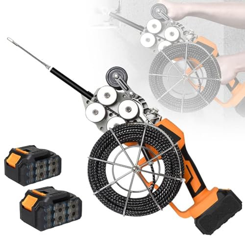 Hydravex Kabelloser Kabelzieher, Elektriker-Zugdraht, versteckter Rohreinfädler, automatische Einfädelmaschine, dunkler Draht, elektrisches Drahtziehwerkzeug, Einfädelmaschine für den BAU,2Battery