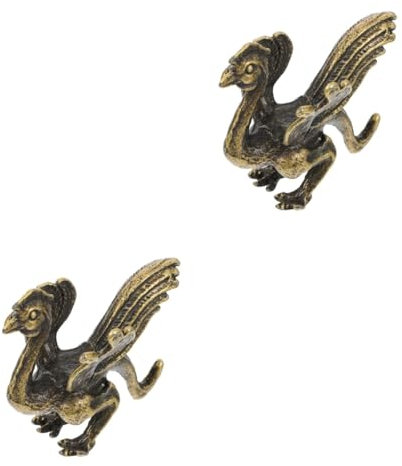 STOBAZA Phoenix Figur 2 STK Ornamente Phönix-skulptur Chinesische Phoenix-Statue Tierhandwerk- Messing-Phoenix-Ornament Phoenix-skulptur Messing-phönix- Dekorative Versorgung Legierung