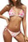 SHEKINI Bikini Damen Set Sexy Klassischer Triangel Rückenfrei Bikinioberteil Verstellbare Zweiteiliger Badeanzug Niedrige Taille Ruched Bikinihose für Frauen(M,Rosa Orange Blumen)