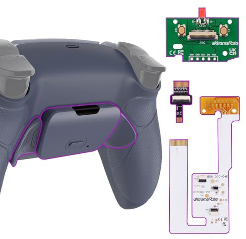 eXtremeRate Rise V3 Remap Kit per ps5 Controller BDM-030/040/050,Back Button Levette Posteriore per ps5 Joystick,Tasti Aggiuntivi&Cover Grip Gommato per Joypad,Senza Controller,Sterling Silver