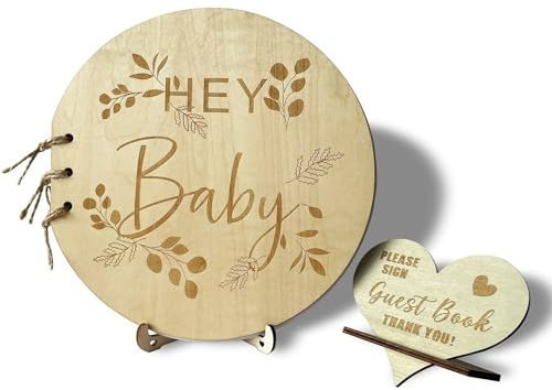Irtyif Gästebuch Babyparty,Gästebuch Taufe,Baby Shower Erinnerungsalbum,Gästebuch Babyparty Mädchen,Babyparty Buch zur Taufe,Holz Babyparty Gästebuch,für Babyparty Deko Babyshower Geschenk