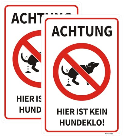 Acuxiaza 2tlg Achtung Hier ist Kein Hundeklo Schild 20x30 cm Aluminium Schild Hunde Kacken Verboten Metall Schilder Keine Hundetoilette Hundekot Verboten Schilder mit UV-Schutz