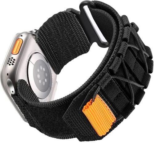 WIIKAI Correas Para Relojes Compatible con Apple Watch 41mm 40mm 38mm 46mm 45mm 44mm 42mm Nylon Correa de Pulsera de Reemplazo Pulseras de repuesto .(Negro) 42mm/44mm/45mm/46mm/49mm