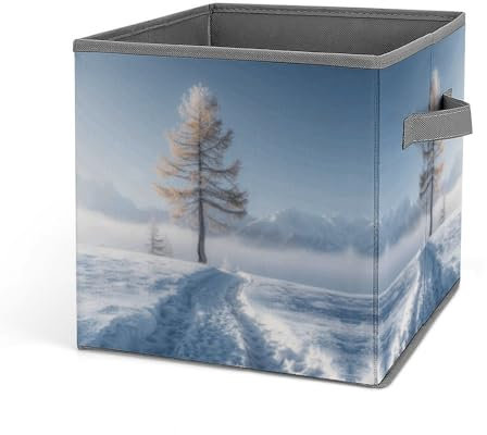 JTKLQBN Collapsible Storage Bins Tall Larch Tree Printed Storage Box with Dual Handle Storage Basket for Closet Bedroom Office Outdoor