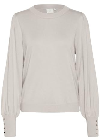 KAFFE Strickpullover KAlizza Damen Strickpullover Langarm Rundhals Mode Pulli L, Elephant Skin Melange L