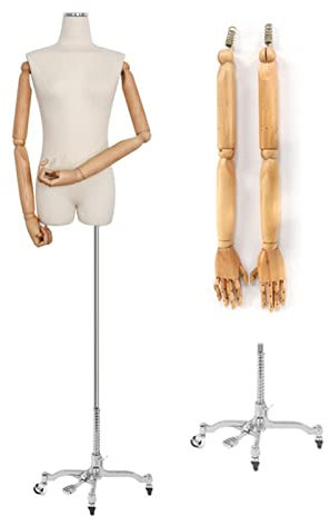 MYVVKIA Weibliche Schneiderpuppe, höhenverstellbarer weiblicher Schaufensterpuppen-Torso für die Präsentation von Kleidung und Schmuck in Geschäften, abnehmbare Schaufensterpupp