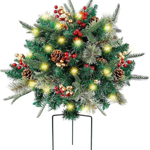 Vorbeleuchteter Weihnachtsbaum, Künstlicher Weihnachtsbaum mit Außenbeleuchtung Dekoration, simulierte Landschaft Kiefer für Gartennadeln Künstlicher Weihnachtsbaum Tannenbaum mit Beleuchtung