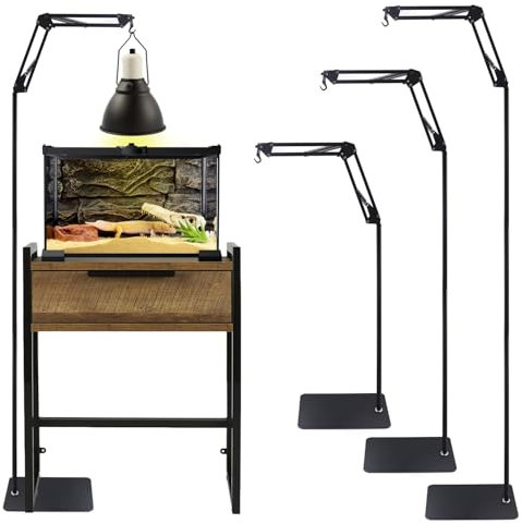 NANEEZOO Hoch Reptilien Wärmelampenständer, Hitze Lampenstand - Verstellbare große Reptil Lampe Lichthalter 70-150 cm Metall Bodenleuchte Aufhänger für Schildkröten Aquarium Küken und Pflanzen