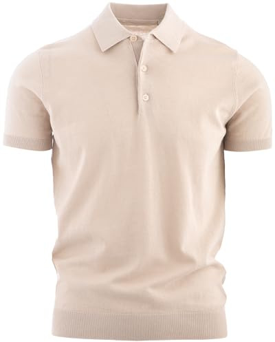 Cashmere Zone CZ-Polo Uomo in Jersey di Lino e Cotone Elegante, Maglietta Casual Estiva a 3 Bottoni, T-Shirt Traspirante Slim Fit, Maglia Leggera per Ufficio o Tempo Libero