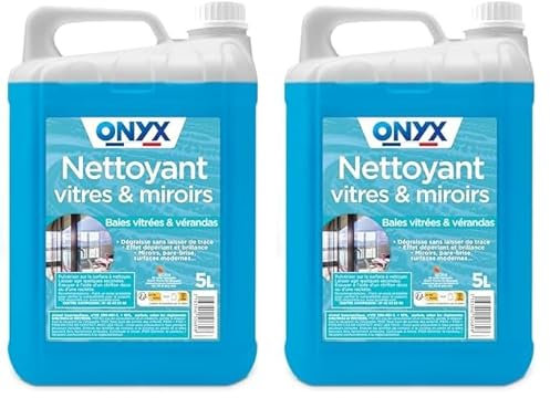Onyx - Nettoyant Vitres et Vérandas - Nettoie, Dégraisse et Fait Briller - Effet DEPERLANT - Fabrication Française - 5L (Lot de 2)