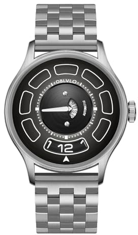 OBLVLO Herren Automatikuhr Designer UFO Zifferblatt Mechanische Armbanduhr 316L Edelstahl Wasserdicht Gummi Sport Uhr BLM-UFO