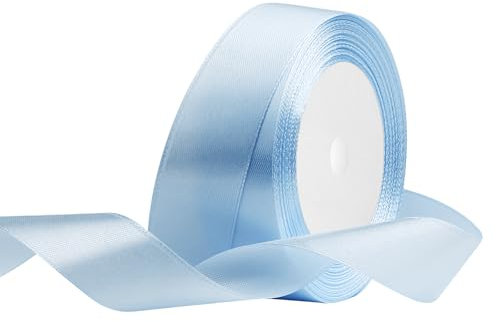 Satinband 25mm Breit Hellblau, 22 Meters Geschenkband Schleifenband Stoffband für Hochzeitsdekoration, Geschenkverpackung, Basteln, Party Deko