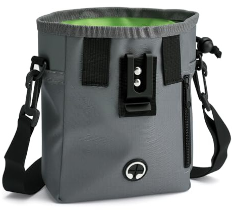 Graue Leckerlitasche für Hunde, Leckerlibeutel Futterbeutel Hundetraining | Graue Bauchtasche Hundetraining, Praktische Gassi Tasche Hund für Spaziergänge, Training, Fütterung, Reisen, Wandern