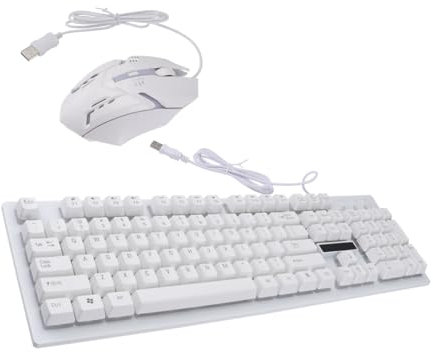 KOMBIUDA Ensemble Clavier et Souris USB Lumineux Ergonomique pour Jeux Clavier Mécanique Cool Optimisé pour Bureau Gaming et Ordinateurs Design Élégant Noir