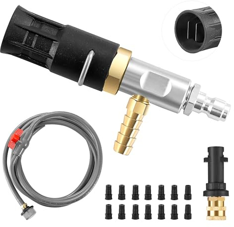 Tool Daily Pressure Washer Chemical Injector Kit for Karcher K2-K7,4-4.5GPM | Adjustable Downstream Injection Spray Nozzle with Adapter, Long Range Nozzle with 1/4 Quick Connect, 2500-4000 PSI