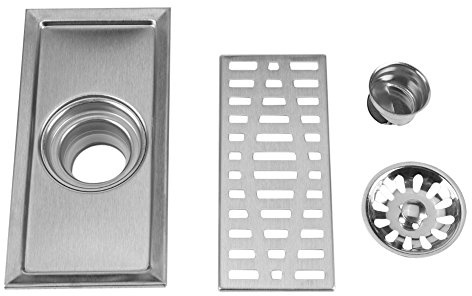 BuyWeek Desagüe de suelo de ducha, 20 x 10 x 7 cm, rectangular, acero inoxidable, para inodoro, cabina de ducha, cocina, cuarto de baño