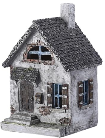 YARNOW Kleines Harzhaus Gartenhaus Dekoration Außendeko Europäisches Design Miniatur Hausornament für Terrasse und Balkon Wetterfest