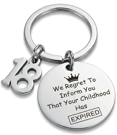 FooYee Minimalist Round Keyring Trendy Keychain Keepsake Birthday Graduation Adult Gift 18th Boys Girls