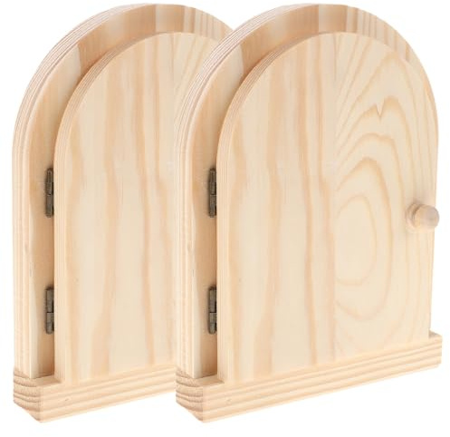 SHINEOFI 2 Pièces Cache-prise Murale en Bois Beige Porte Féerique, Double Fonctionnalité et Protection Interrupteur pour Décoration Naturelle Cuisine et Mur Intérieur