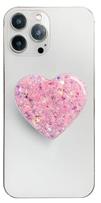 XFQINPLI Mobile Phone Grip Stand Glitter Heart Shaped Expanding Kickstand Love Airbag Finger Holder Cellphone Accessory Phones Support Base Compatible with Smartphones Tablets (B)