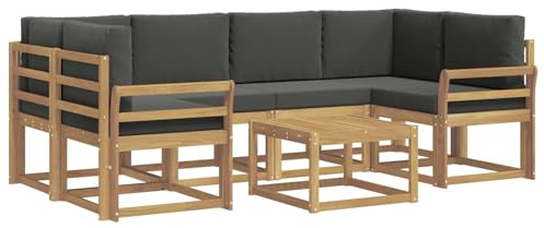 vidaXL Outdoor-Sofagarnitur mit Kissen 7 pcs Weiß und Anthrazit, Garten-Lounge, modernes Outdoor-Sofa, gemütliche Sitzecke für Pool, entspannende Holz-Patio-Ausstattung