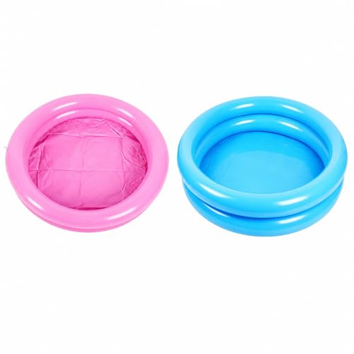 Toyhood 2 Stück Aufblasbares Mini Baby Schwimmbecken, Planschbecken für Babys, 2 Ringe mit aufblasbarer Sicherheitsvorrichtung, Rosa und BAU, für Drinnen und Draußen, Garten und Hinterhof