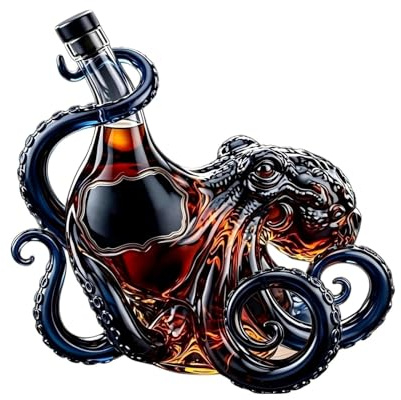 The Kraken Rum-Glas-Oktopus, Kraken Rum Edition 3D-Oktopus-Flasche,Schnapsdekanter künstlerischer Oktopu-förmiger Glasdekanter, nautische Kunst-Sammler-Display für Wein,Whiskey Likör Bar