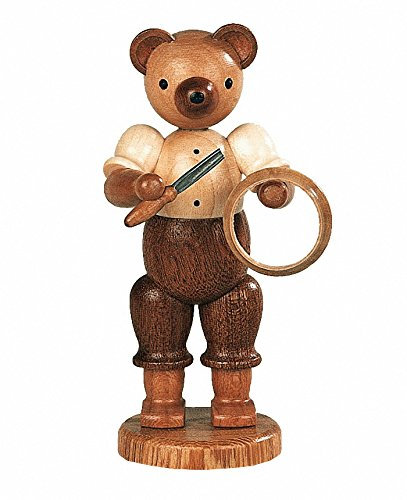 Müller Bär Drechsler, 10 cm hoch, Natur, original Erzgebirge Seiffen